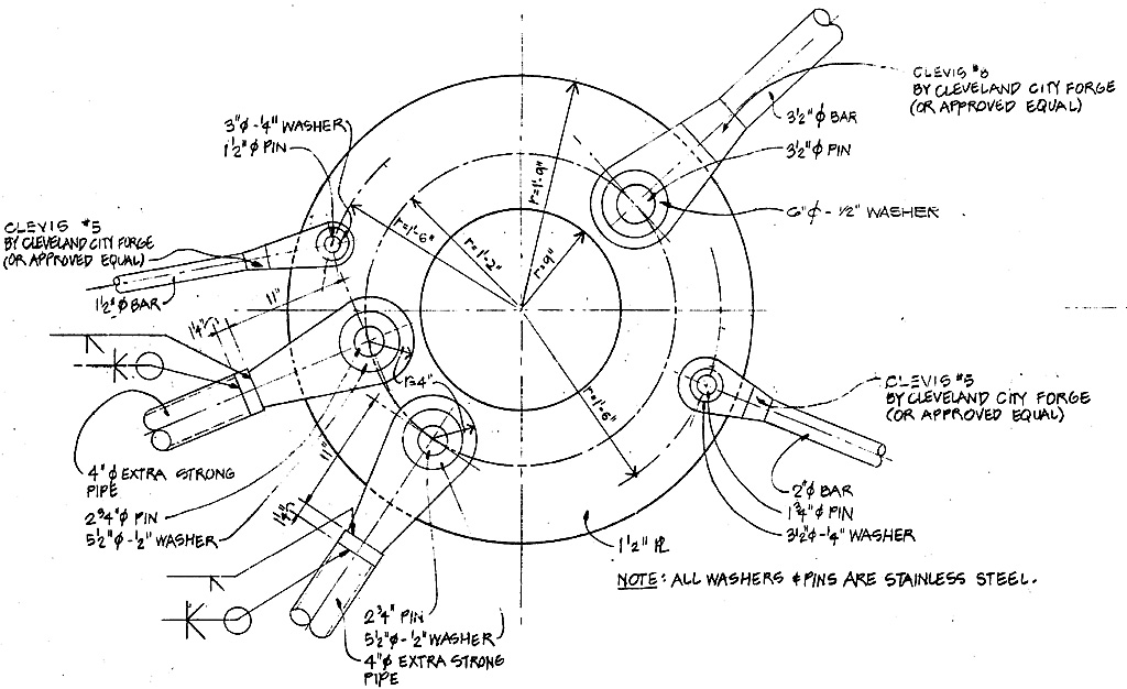 Drawing S5-E, detail at side ring