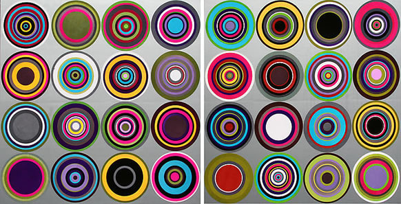 Bharti Kher, Target Queen, 2007. Felt bindis and enamel paint on wood.