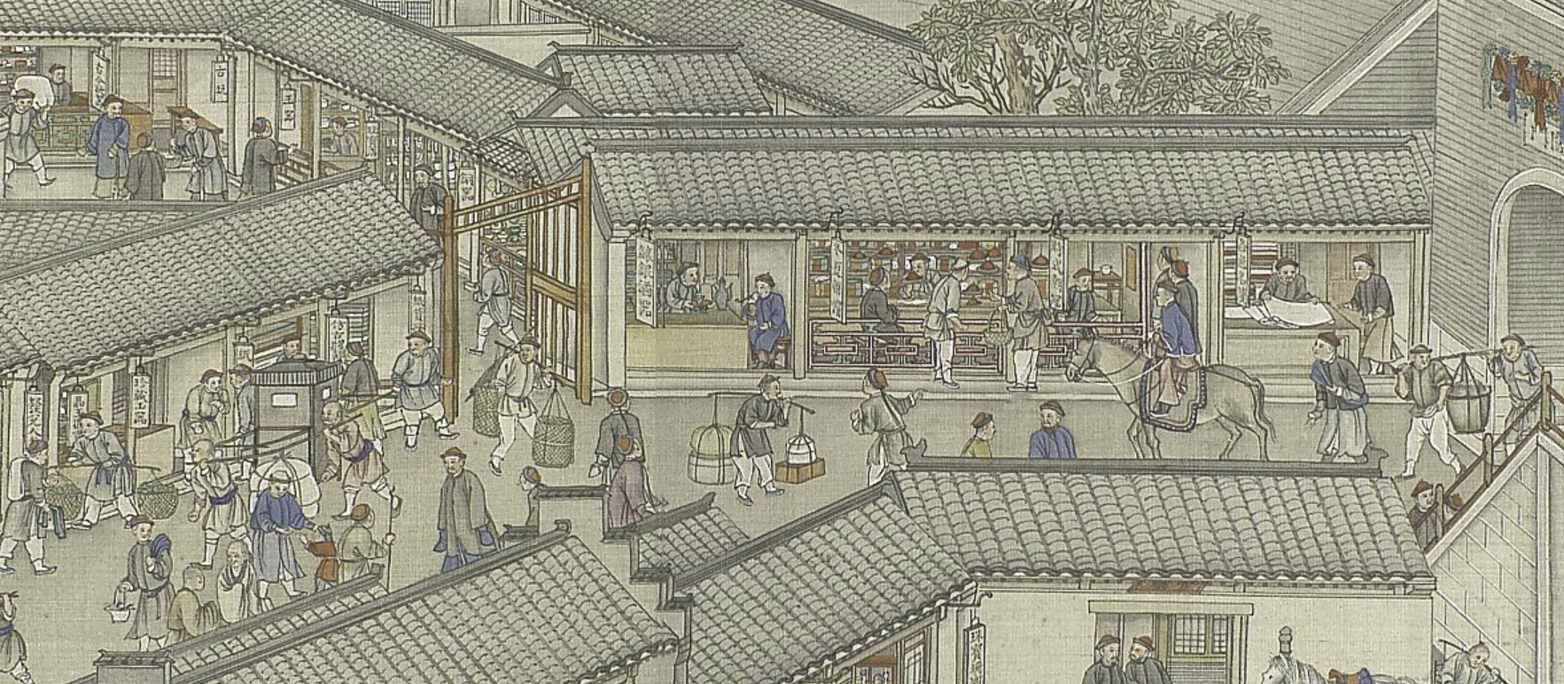 Busy street scene from The Qianlong Emperor's Southern Inspection Tour, Scroll Six: Entering Suzhou Along the Grand Canal